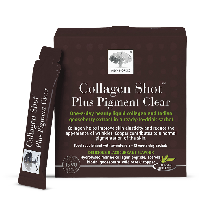 New Nordic Collagen Shot Plus Pigment Clear Blackcurrant 15 Sachets